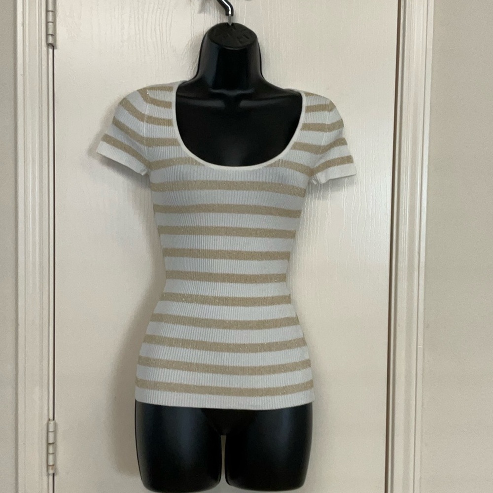 Cache Striped Short Sleeve Top